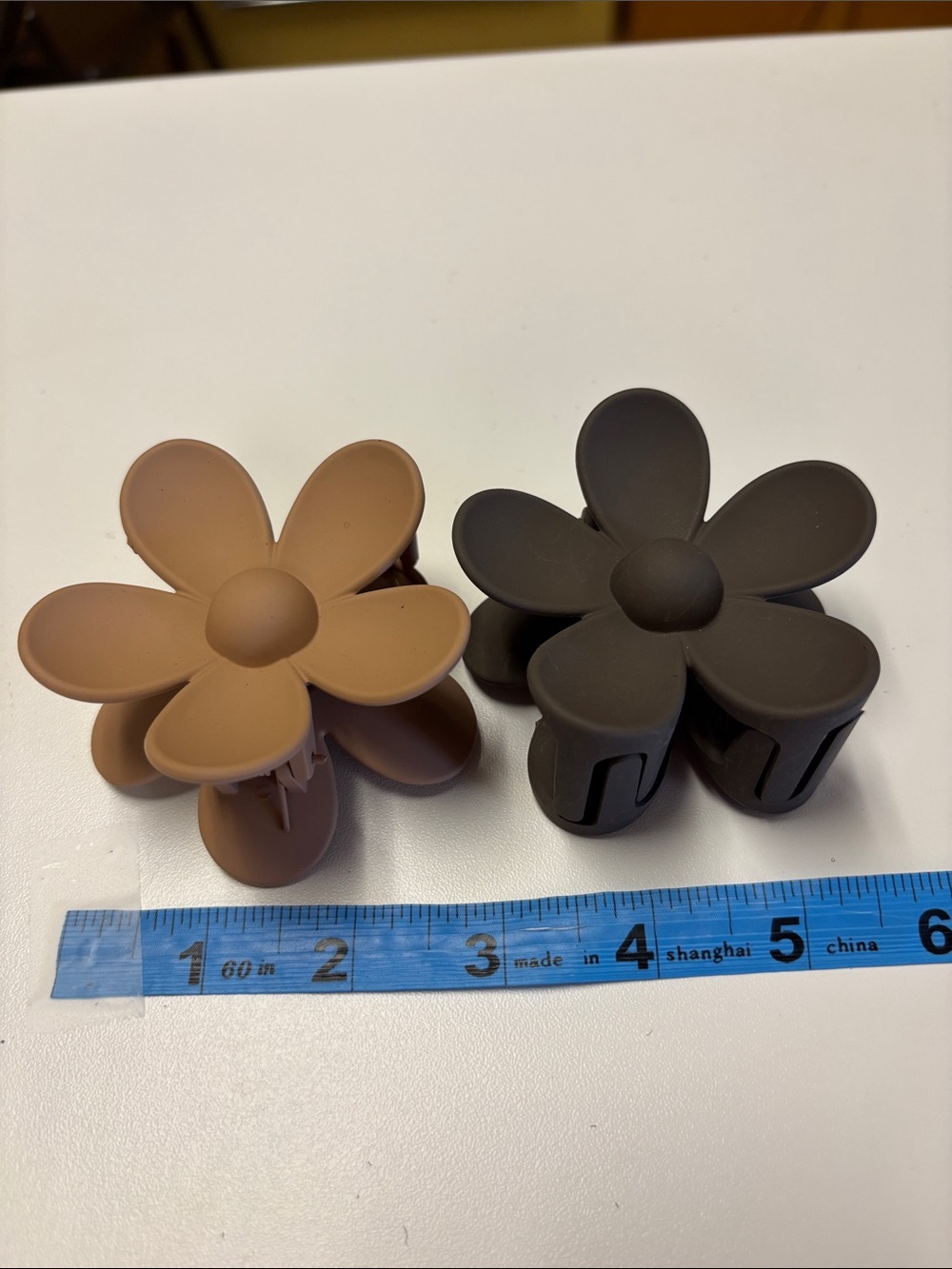 Matte Brown and Dark Brown Flower Hair Claws - Set of 2